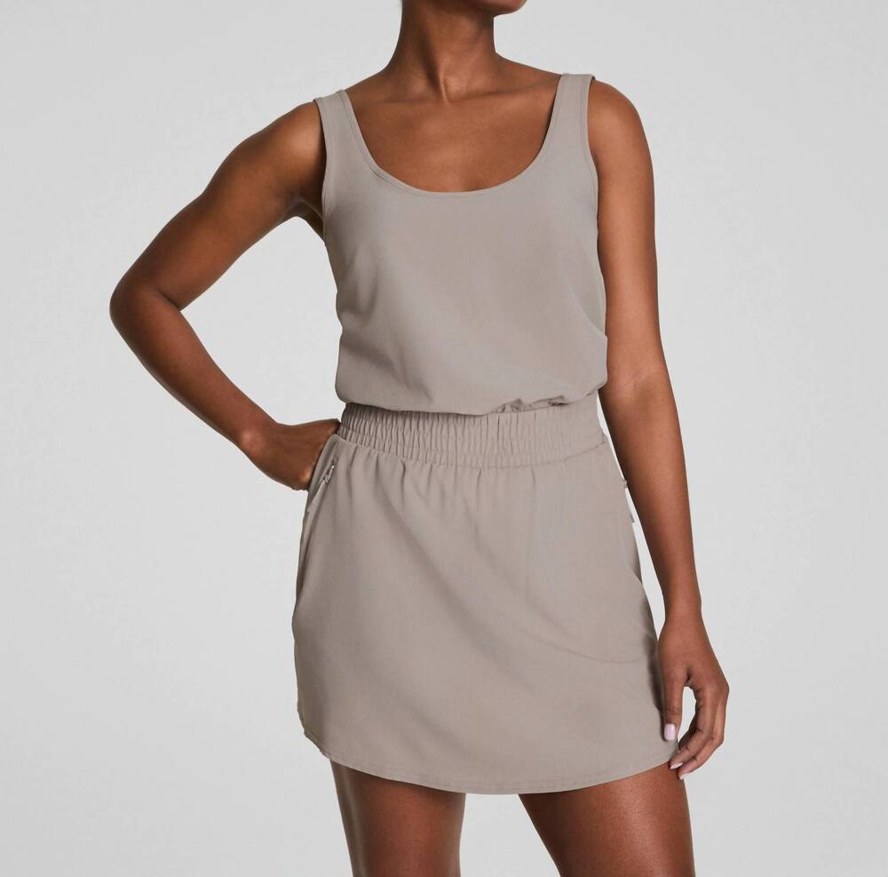 NEW SPANX women's on the move dress in stone grey